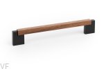 Uchwyt meblowy podłużny Duo Mini 160 Drewniany Orzech Włoski z Czarnym Aluminium