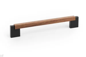 Uchwyt meblowy podłużny Duo Mini 160 Drewniany Orzech Włoski z Czarnym Aluminium